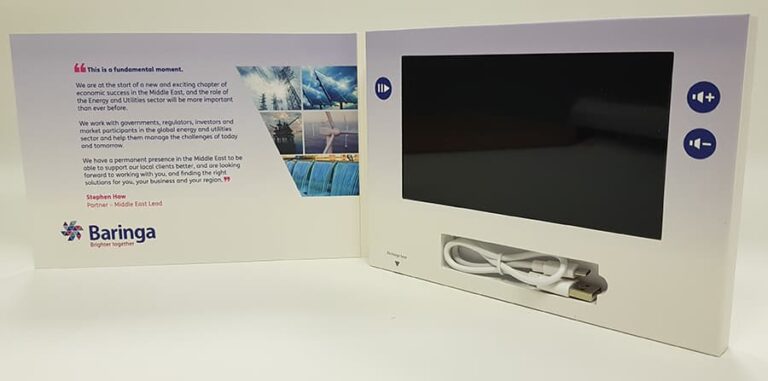 A5 Video brochure 7 inch screen recess for cable