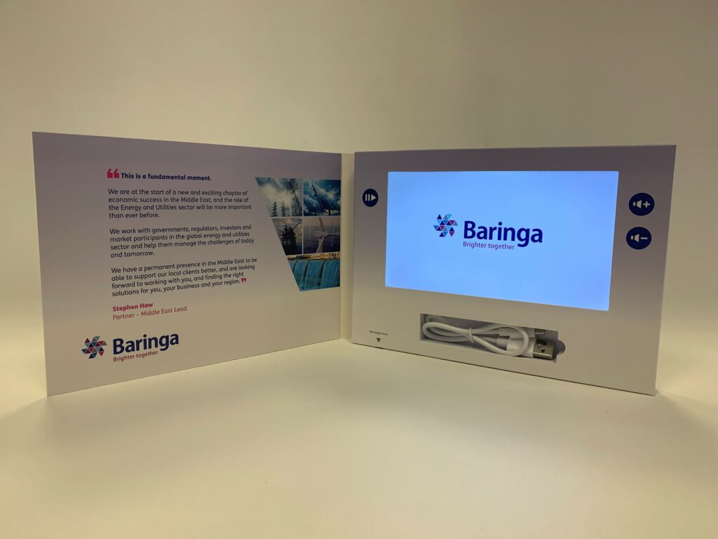 A5 Video brochure 7 inch screen recess for cable