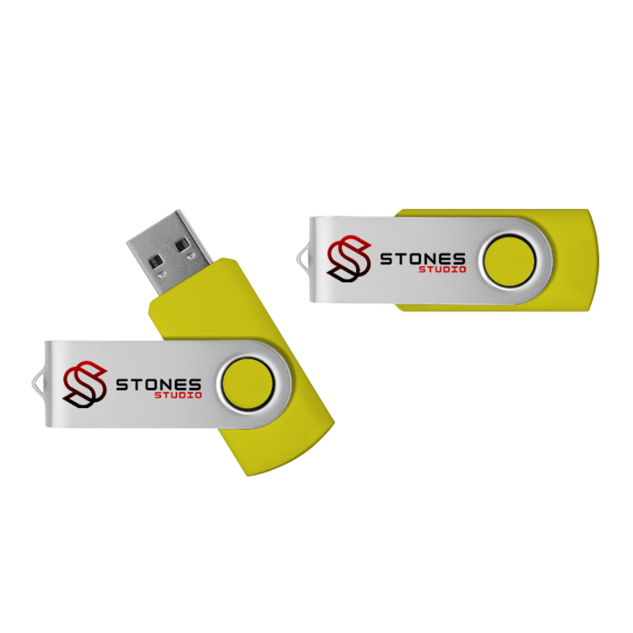 yellow twister usb drive silver clip