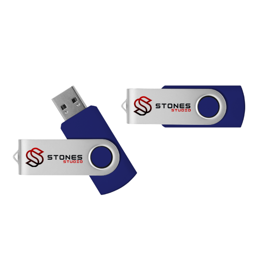 blue twister usb drive silver clip