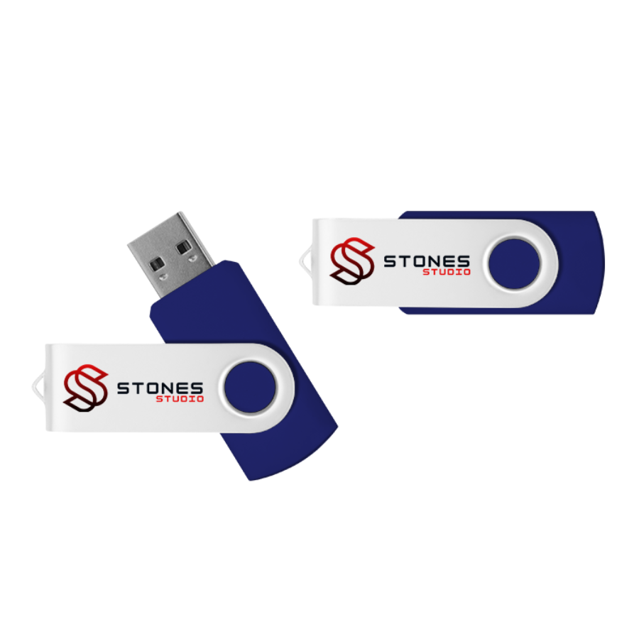 blue twister usb drive white clip