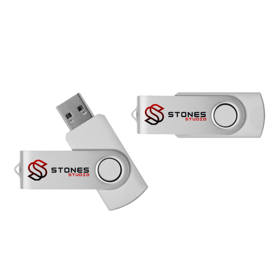 white twister usb drive silver clip
