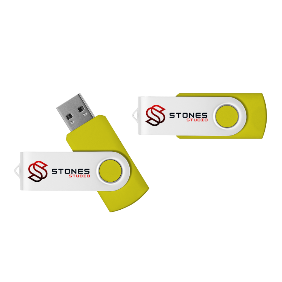 yellow twister usb drive white clip